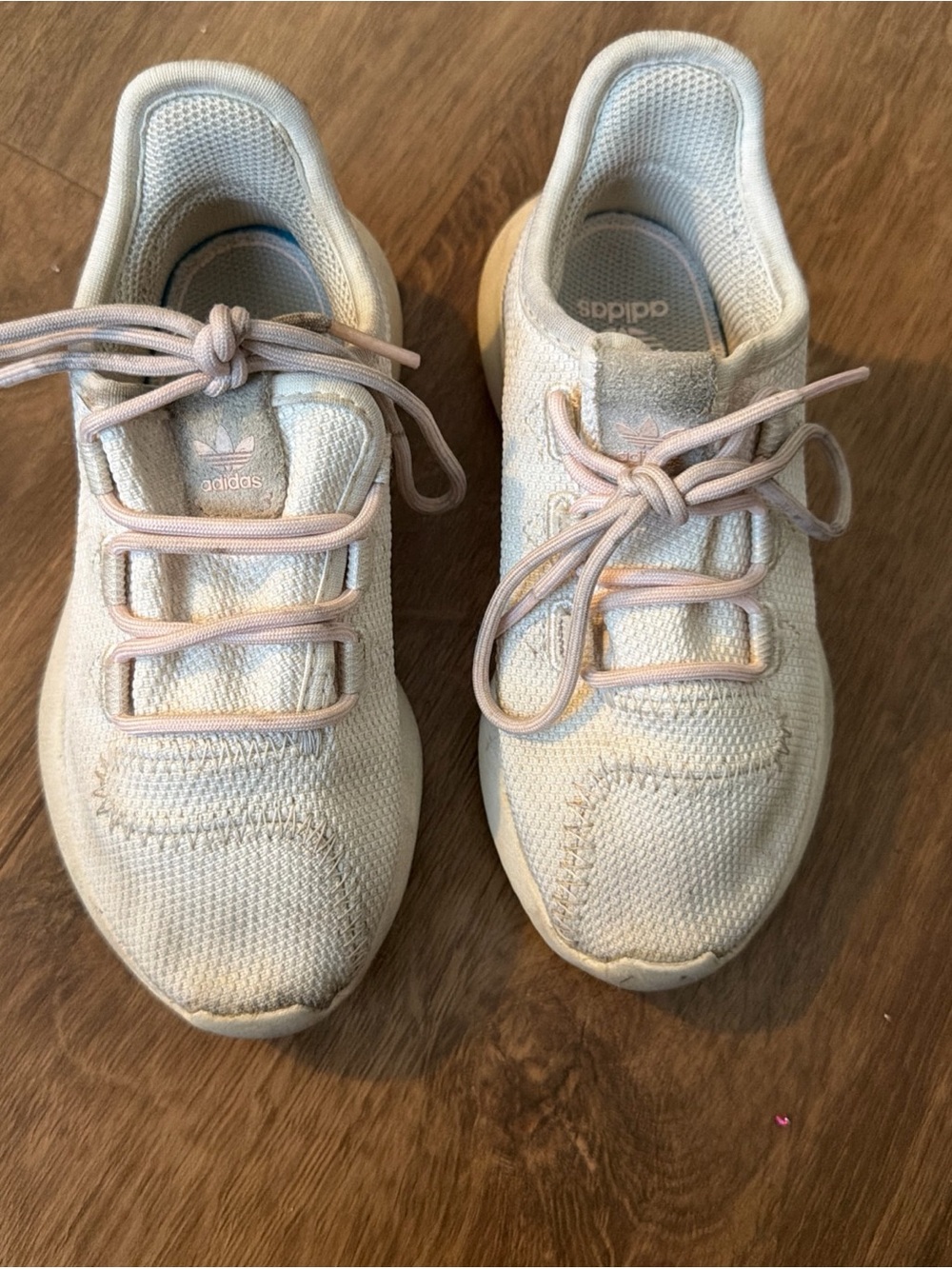 adidas Women’s Knit Sneakers - Cream with Pale Pink Accents